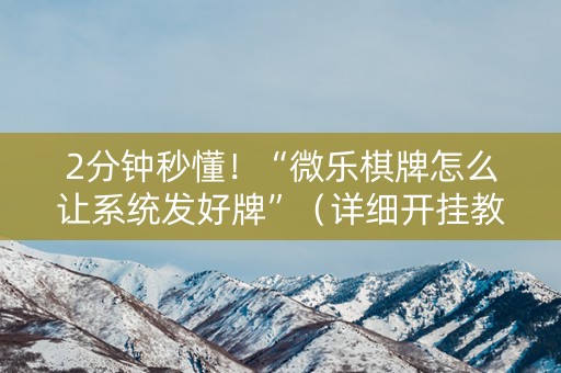 2分钟秒懂！“微乐棋牌怎么让系统发好牌”（详细开挂教程）-哔哩哔哩