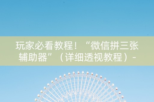 玩家必看教程！“微信拼三张辅助器”（详细透视教程）-哔哩哔哩