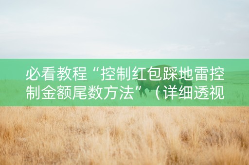 必看教程“控制红包踩地雷控制金额尾数方法”（详细透视教程）-哔哩哔哩