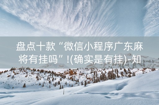 盘点十款“微信小程序广东麻将有挂吗”!(确实是有挂)-知乎