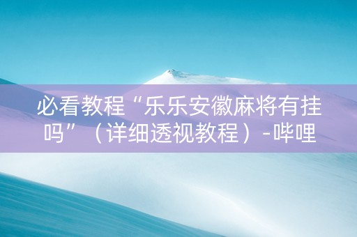 必看教程“乐乐安徽麻将有挂吗”（详细透视教程）-哔哩哔哩
