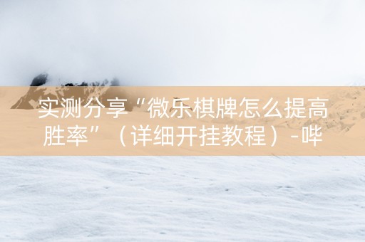 实测分享“微乐棋牌怎么提高胜率”（详细开挂教程）-哔哩哔哩