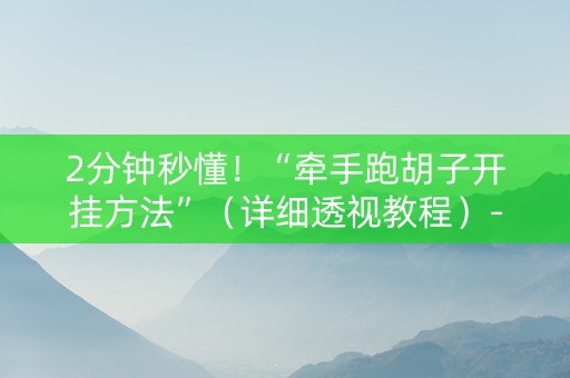 2分钟秒懂！“牵手跑胡子开挂方法”（详细透视教程）-哔哩哔哩