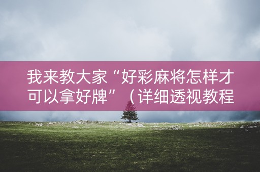 我来教大家“好彩麻将怎样才可以拿好牌”（详细透视教程）-哔哩哔哩