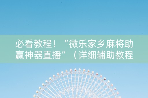 必看教程！“微乐家乡麻将助赢神器直播”（详细辅助教程）-哔哩哔哩