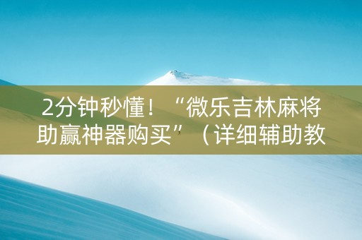 2分钟秒懂！“微乐吉林麻将助赢神器购买”（详细辅助教程）-哔哩哔哩