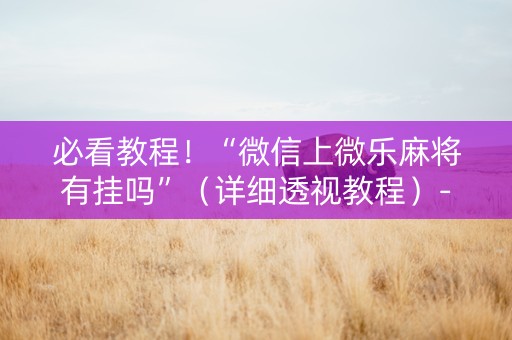 必看教程！“微信上微乐麻将有挂吗”（详细透视教程）-哔哩哔哩