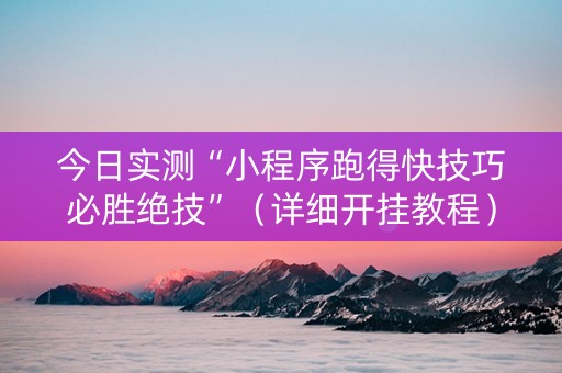 今日实测“小程序跑得快技巧必胜绝技”（详细开挂教程）-哔哩哔哩