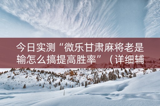 今日实测“微乐甘肃麻将老是输怎么搞提高胜率”（详细辅助教程）-哔哩哔哩