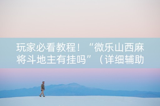 玩家必看教程！“微乐山西麻将斗地主有挂吗”（详细辅助教程）-哔哩哔哩