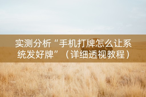 实测分析“手机打牌怎么让系统发好牌”（详细透视教程）-哔哩哔哩