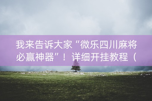 我来告诉大家“微乐四川麻将必赢神器”！详细开挂教程（确实真的有挂)-知乎