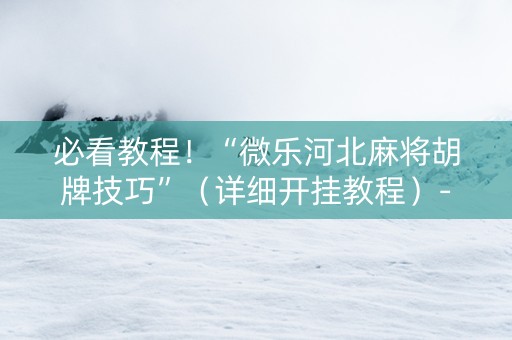 必看教程！“微乐河北麻将胡牌技巧”（详细开挂教程）-哔哩哔哩