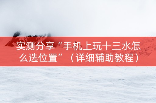 实测分享“手机上玩十三水怎么选位置”（详细辅助教程）-哔哩哔哩
