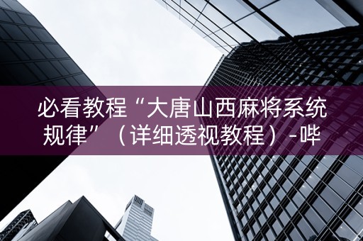 必看教程“大唐山西麻将系统规律”（详细透视教程）-哔哩哔哩