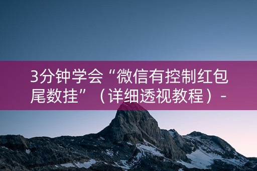 3分钟学会“微信有控制红包尾数挂”（详细透视教程）-哔哩哔哩