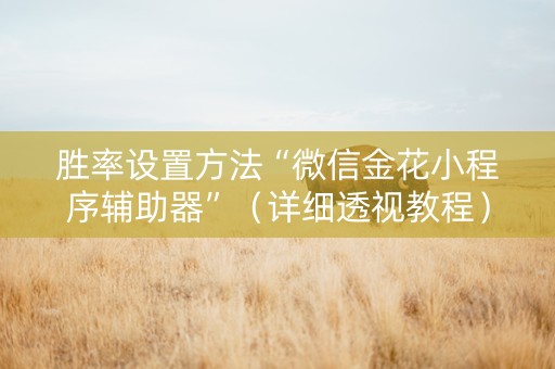 胜率设置方法“微信金花小程序辅助器”（详细透视教程）-哔哩哔哩