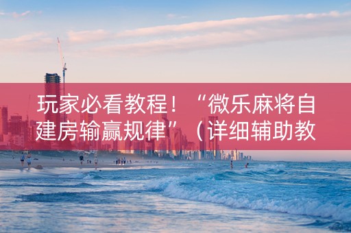 玩家必看教程！“微乐麻将自建房输赢规律”（详细辅助教程）-哔哩哔哩