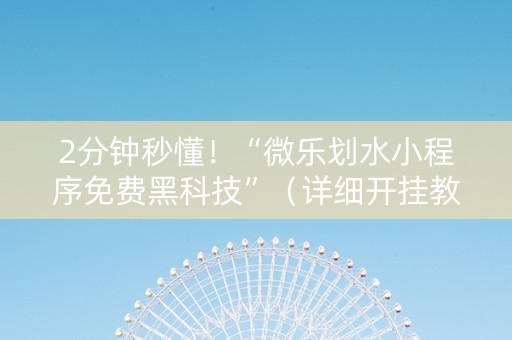 2分钟秒懂！“微乐划水小程序免费黑科技”（详细开挂教程）-哔哩哔哩
