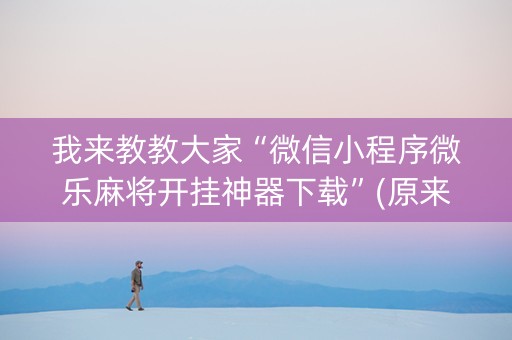 我来教教大家“微信小程序微乐麻将开挂神器下载”(原来真的有挂)-知乎