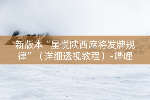新版本“星悦陕西麻将发牌规律”（详细透视教程）-哔哩哔哩