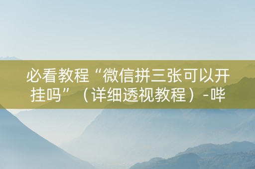 必看教程“微信拼三张可以开挂吗”（详细透视教程）-哔哩哔哩