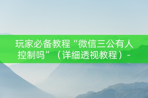 玩家必备教程“微信三公有人控制吗”（详细透视教程）-哔哩哔哩