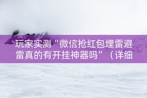 玩家实测“微信抢红包埋雷避雷真的有开挂神器吗”（详细透视教程）-哔哩哔哩
