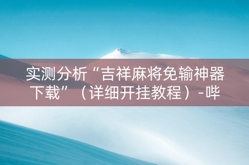 实测分析“吉祥麻将免输神器下载”（详细开挂教程）-哔哩哔哩