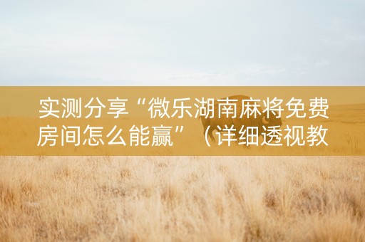 实测分享“微乐湖南麻将免费房间怎么能赢”（详细透视教程）-哔哩哔哩