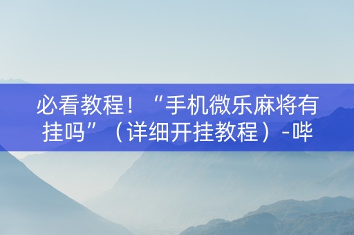 必看教程！“手机微乐麻将有挂吗”（详细开挂教程）-哔哩哔哩