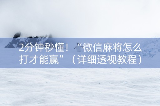 2分钟秒懂！“微信麻将怎么打才能赢”（详细透视教程）-哔哩哔哩
