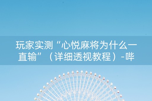 玩家实测“心悦麻将为什么一直输”（详细透视教程）-哔哩哔哩