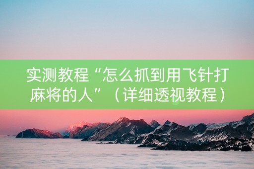 实测教程“怎么抓到用飞针打麻将的人”（详细透视教程）-哔哩哔哩