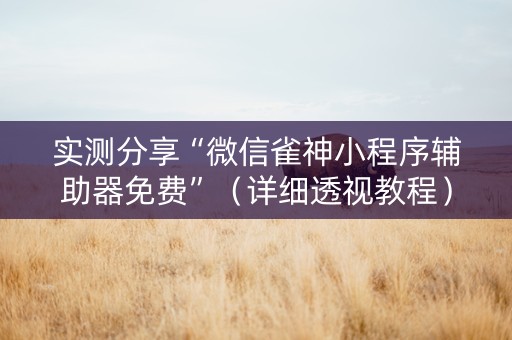 实测分享“微信雀神小程序辅助器免费”（详细透视教程）-哔哩哔哩