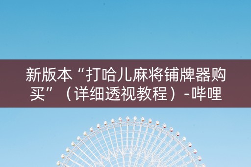 新版本“打哈儿麻将铺牌器购买”（详细透视教程）-哔哩哔哩