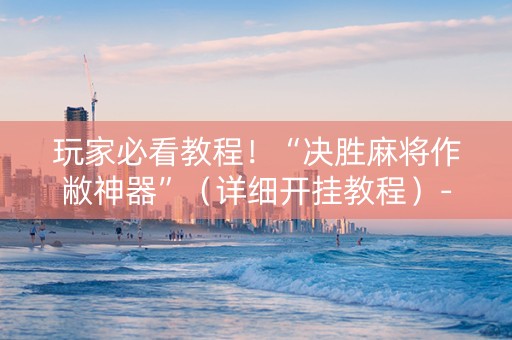 玩家必看教程！“决胜麻将作敝神器”（详细开挂教程）-哔哩哔哩