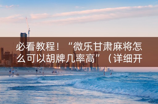 必看教程！“微乐甘肃麻将怎么可以胡牌几率高”（详细开挂教程）-哔哩哔哩