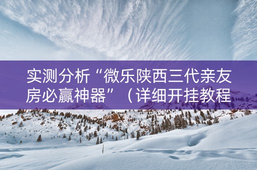 实测分析“微乐陕西三代亲友房必赢神器”（详细开挂教程）-哔哩哔哩