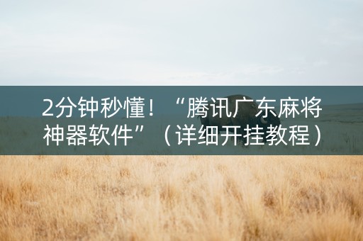 2分钟秒懂！“腾讯广东麻将神器软件”（详细开挂教程）-哔哩哔哩