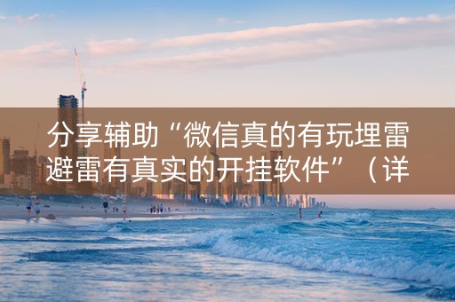 分享辅助“微信真的有玩埋雷避雷有真实的开挂软件”（详细透视教程）-哔哩哔哩