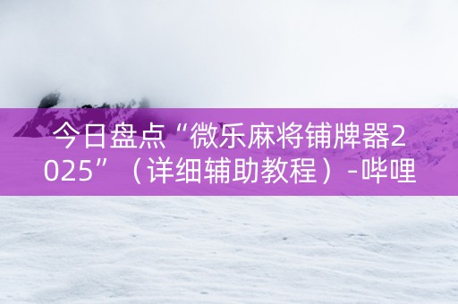 今日盘点“微乐麻将铺牌器2025”（详细辅助教程）-哔哩哔哩