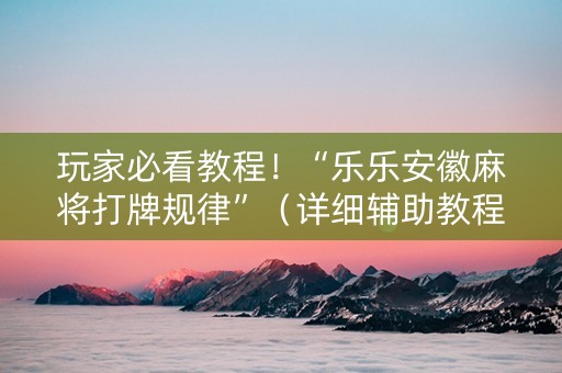 玩家必看教程！“乐乐安徽麻将打牌规律”（详细辅助教程）-哔哩哔哩