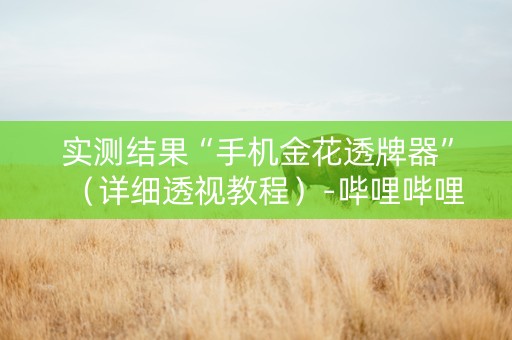 实测结果“手机金花透牌器”（详细透视教程）-哔哩哔哩
