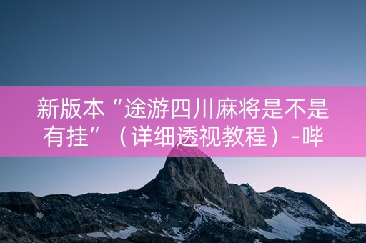 新版本“途游四川麻将是不是有挂”（详细透视教程）-哔哩哔哩