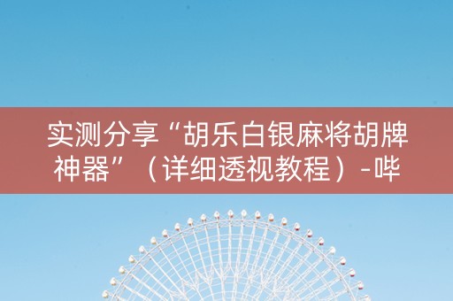 实测分享“胡乐白银麻将胡牌神器”（详细透视教程）-哔哩哔哩
