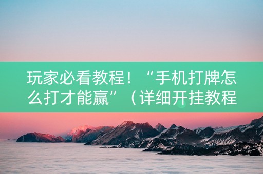 玩家必看教程！“手机打牌怎么打才能赢”（详细开挂教程）-哔哩哔哩