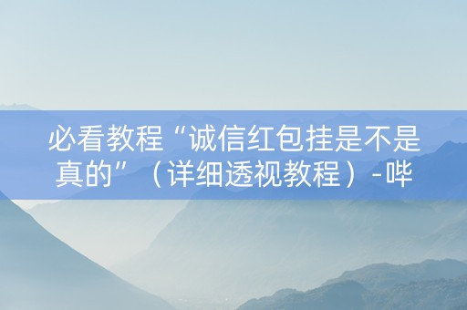 必看教程“诚信红包挂是不是真的”（详细透视教程）-哔哩哔哩