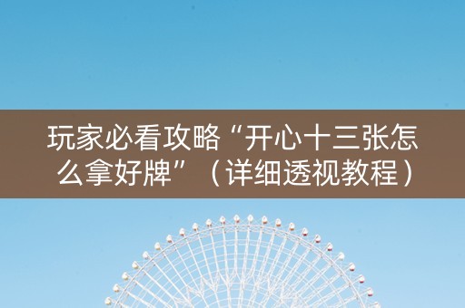 玩家必看攻略“开心十三张怎么拿好牌”（详细透视教程）-哔哩哔哩
