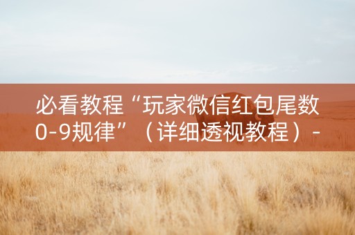 必看教程“玩家微信红包尾数0-9规律”（详细透视教程）-哔哩哔哩